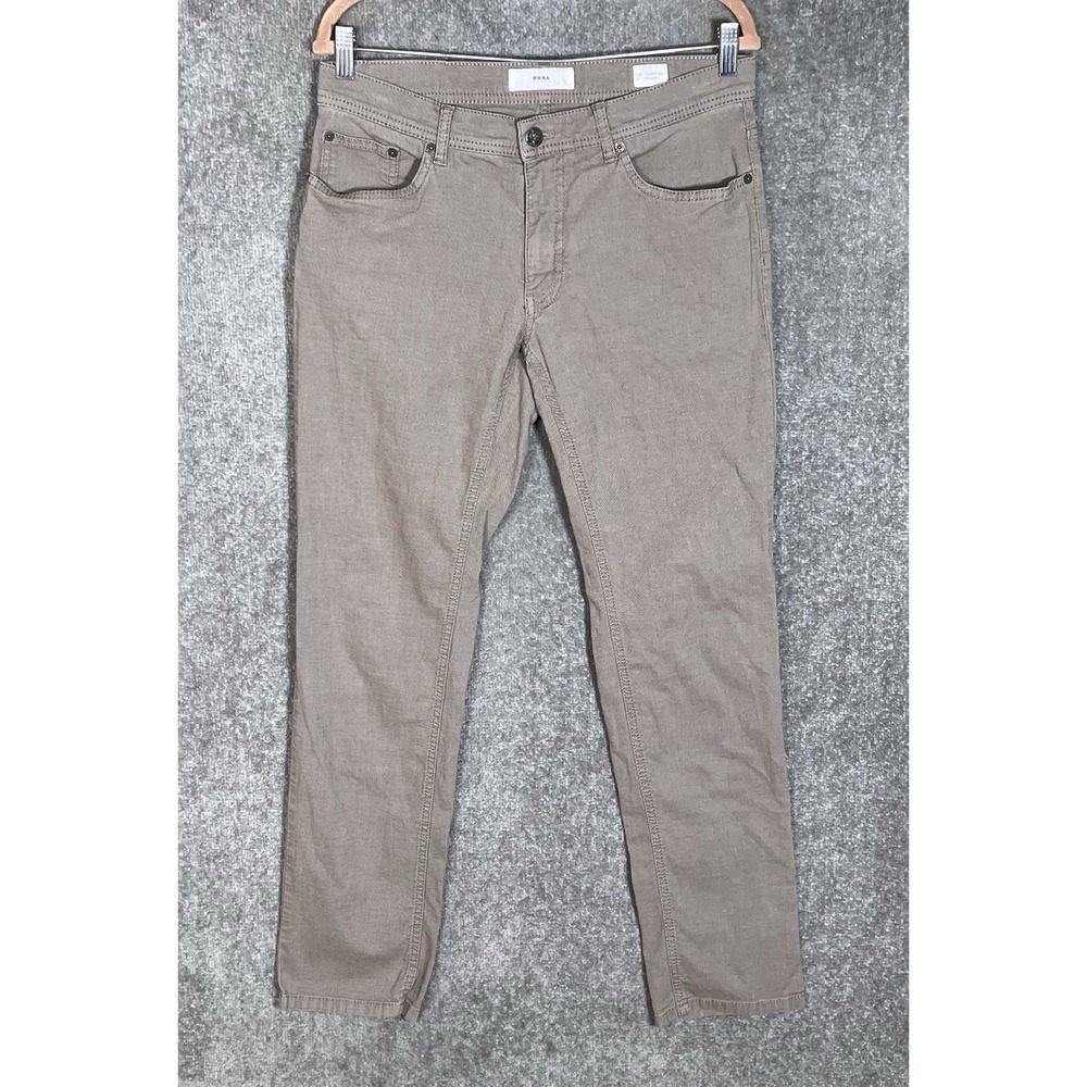 Brax Cooper Fancy Pants Jeans Mens Size 33x32 Taupe Brown Stretch Regular Fit